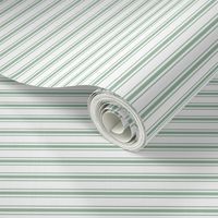 Mattress Ticking Narrow Striped Pattern in Moss Green and White