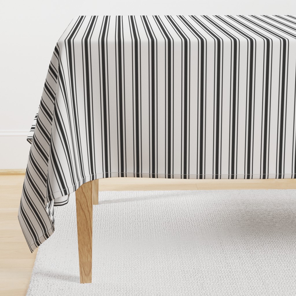 Mattress Ticking Narrow Striped Pattern in Dark Black and White