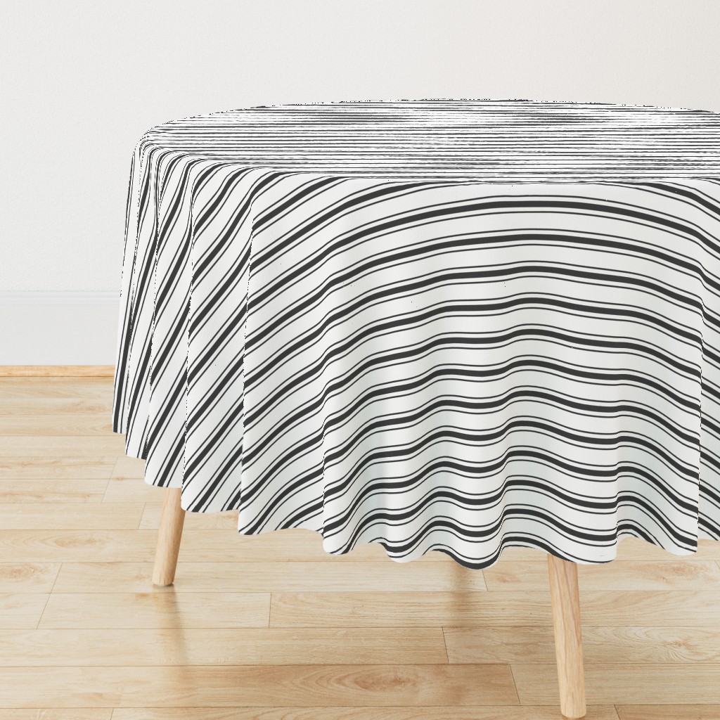 Mattress Ticking Narrow Striped Pattern in Dark Black and White