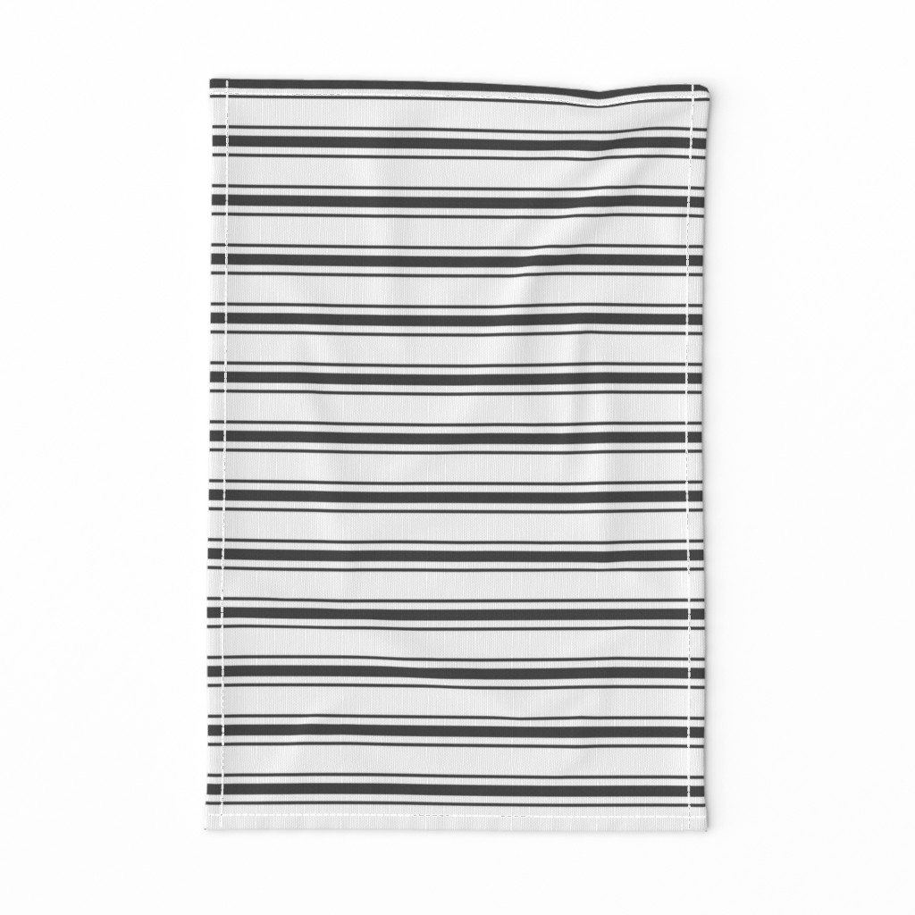 Mattress Ticking Narrow Striped Pattern in Dark Black and White