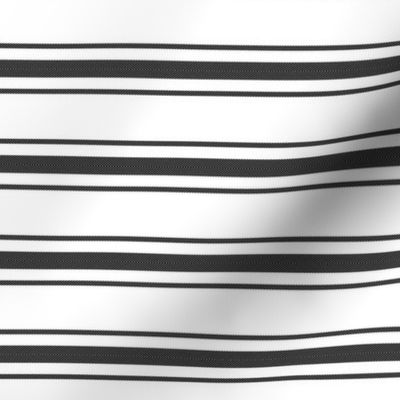 Mattress Ticking Narrow Striped Pattern in Dark Black and White