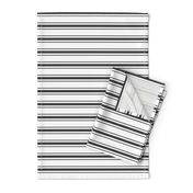 Mattress Ticking Narrow Striped Pattern in Dark Black and White