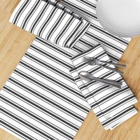 Mattress Ticking Narrow Striped Pattern in Dark Black and White