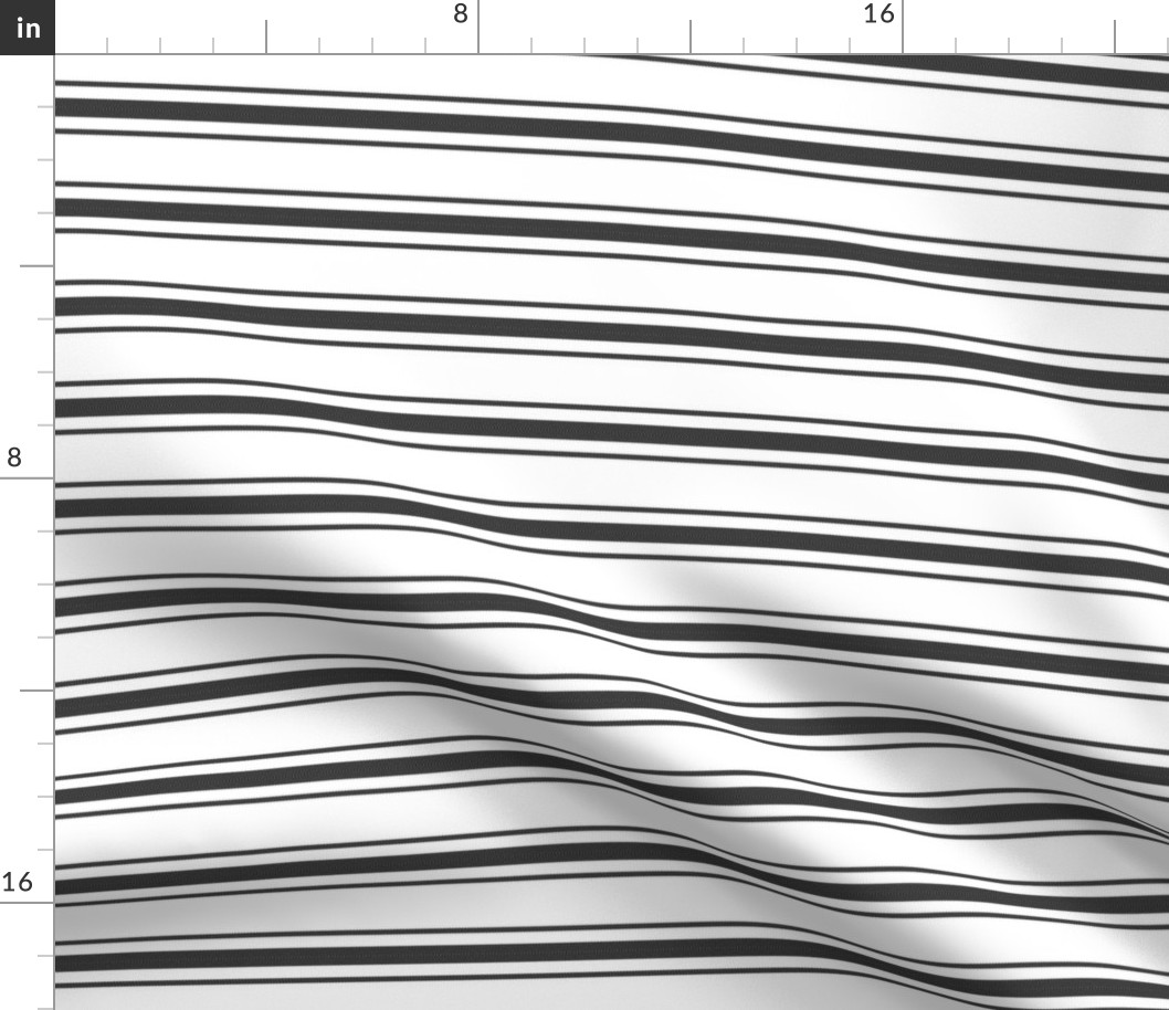 Mattress Ticking Narrow Striped Pattern in Dark Black and White