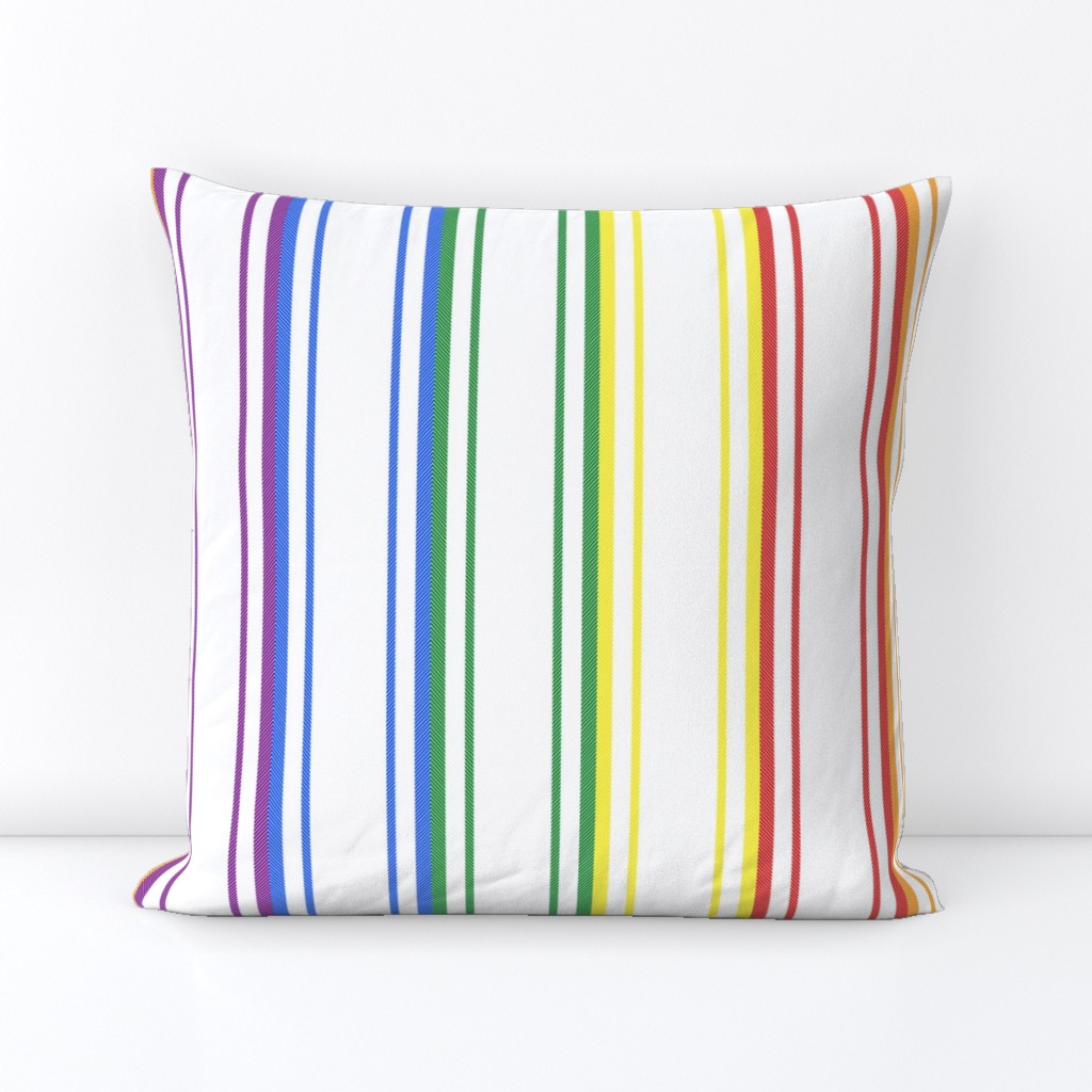 Split Rainbow Mattress Ticking Wide Stripes Pattern