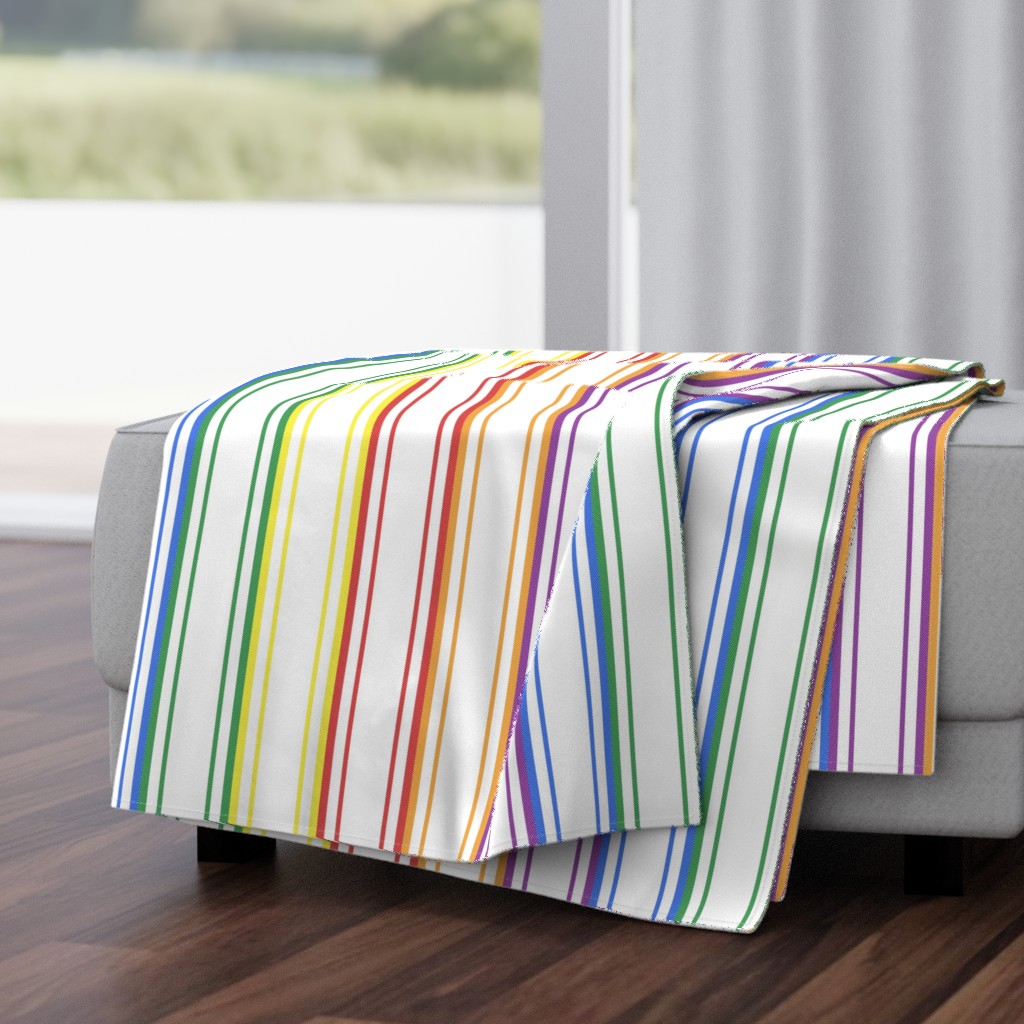 Split Rainbow Mattress Ticking Wide Stripes Pattern