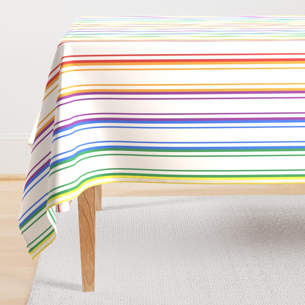 Split Rainbow Mattress Ticking Wide Stripes Pattern