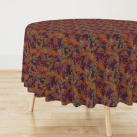 Abstract floral pattern with autumn leaves in orange and violet colors