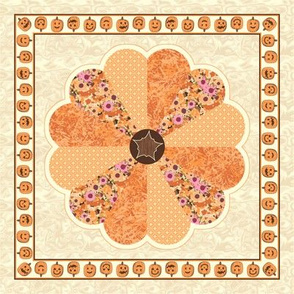 Plush Pumpkin Dresden Plate Quilt - Autumn Orange