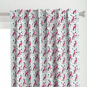 Sweet greyhound puppy dogs christmas winter whippet sweater weather illustration pink mint and blue girls pattern