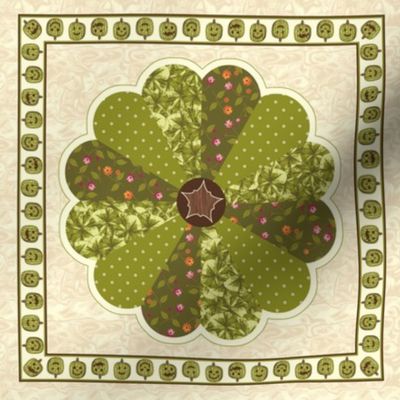 Plush Pumpkin Dresden Plate Quilt - Autumn Green