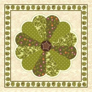 Plush Pumpkin Dresden Plate Quilt - Autumn Green