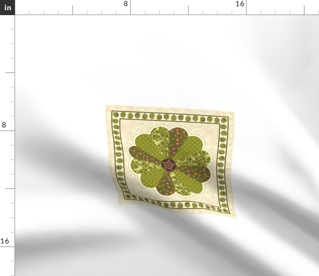 Plush Pumpkin Dresden Plate Quilt - Autumn Green