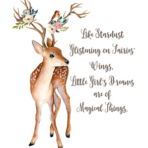 53cm Illustration inside 3 yards of 56" wide fabric / Sweet Friends Deer with Stardust Quote