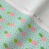 tiny pineapples plus crosses + pink on sky blue :: fruity fun