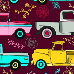 Floral Vintage Trucks  - Big