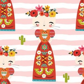 6" Kitty Kahlo - Pink Stripes