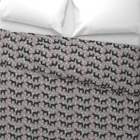 Horse black coat peppermint christmas holiday horses fabric grey