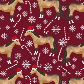 Horse buckskin coat peppermint christmas holiday horses fabric ruby
