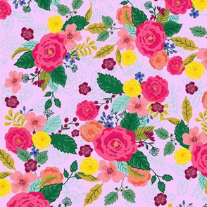 Floral Bouquet pink background