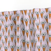 koala icecream cones - purple stripes