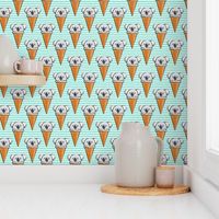 koala icecream cones - aqua stripes