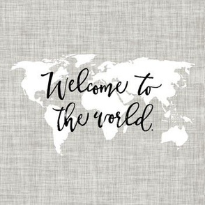 7" quilt square // welcome to the world 169-1 linen