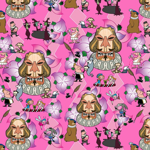 shakespeare tiki fabric pink