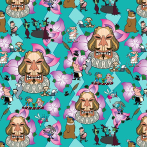 shakespeare tiki fabric turquoise