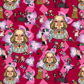 shakespeare tiki fabric claret