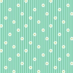 stripes daisies on green a4ddd1 and 67c788
