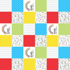 3 inch Oh Hello little Rainbow/Rainbow Baby - Wholecloth Cheater Quilt - Rotated