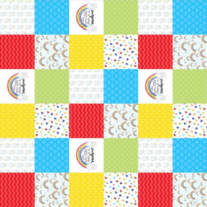 3 inch After every Storm, There is a Rainbow/Rainbow Baby - Wholecloth Cheater Quilt - Rotated