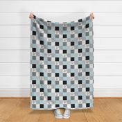 3 inch Hipster Giraffe - Blue - Wholecloth Cheater Quilt - Rotated