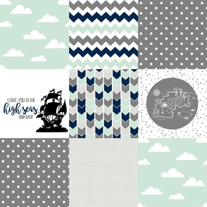 Pirate//Love you to the high seas - Wholecloth Cheater Quilt