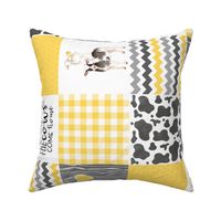 Farm//Love you till the cows come home - yellow - wholecloth Cheater Quilt - Rotated