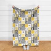 Farm//Love you till the cows come home - yellow - wholecloth Cheater Quilt - Rotated