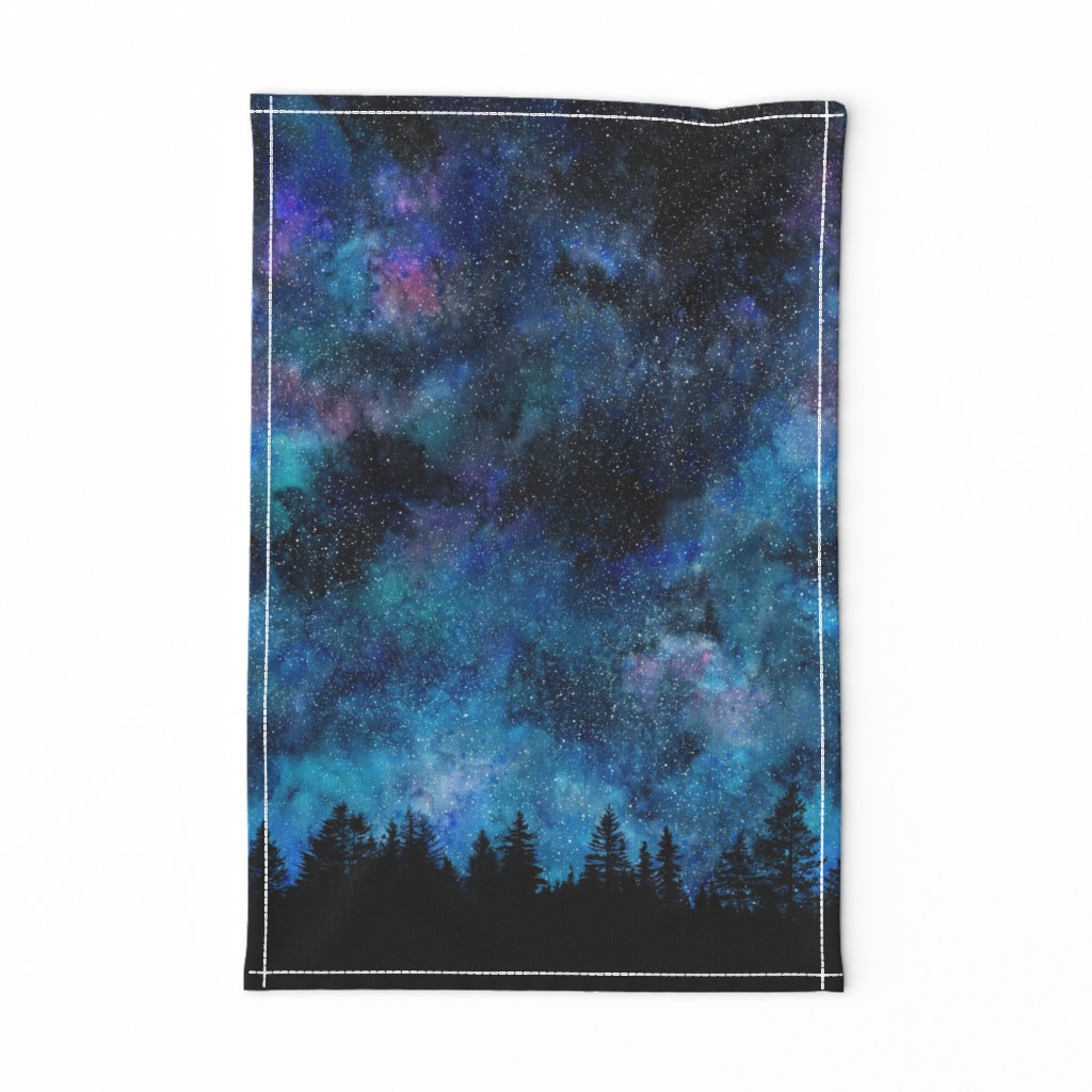  Starry night - 1 yard high - forest silhouette with sky and thousands of stars