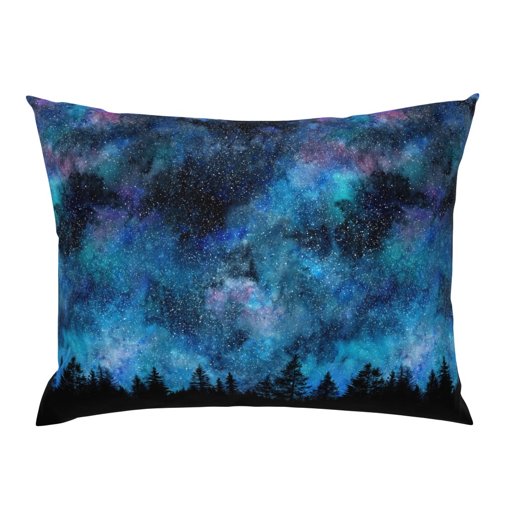  Starry night - 1 yard high - forest silhouette with sky and thousands of stars