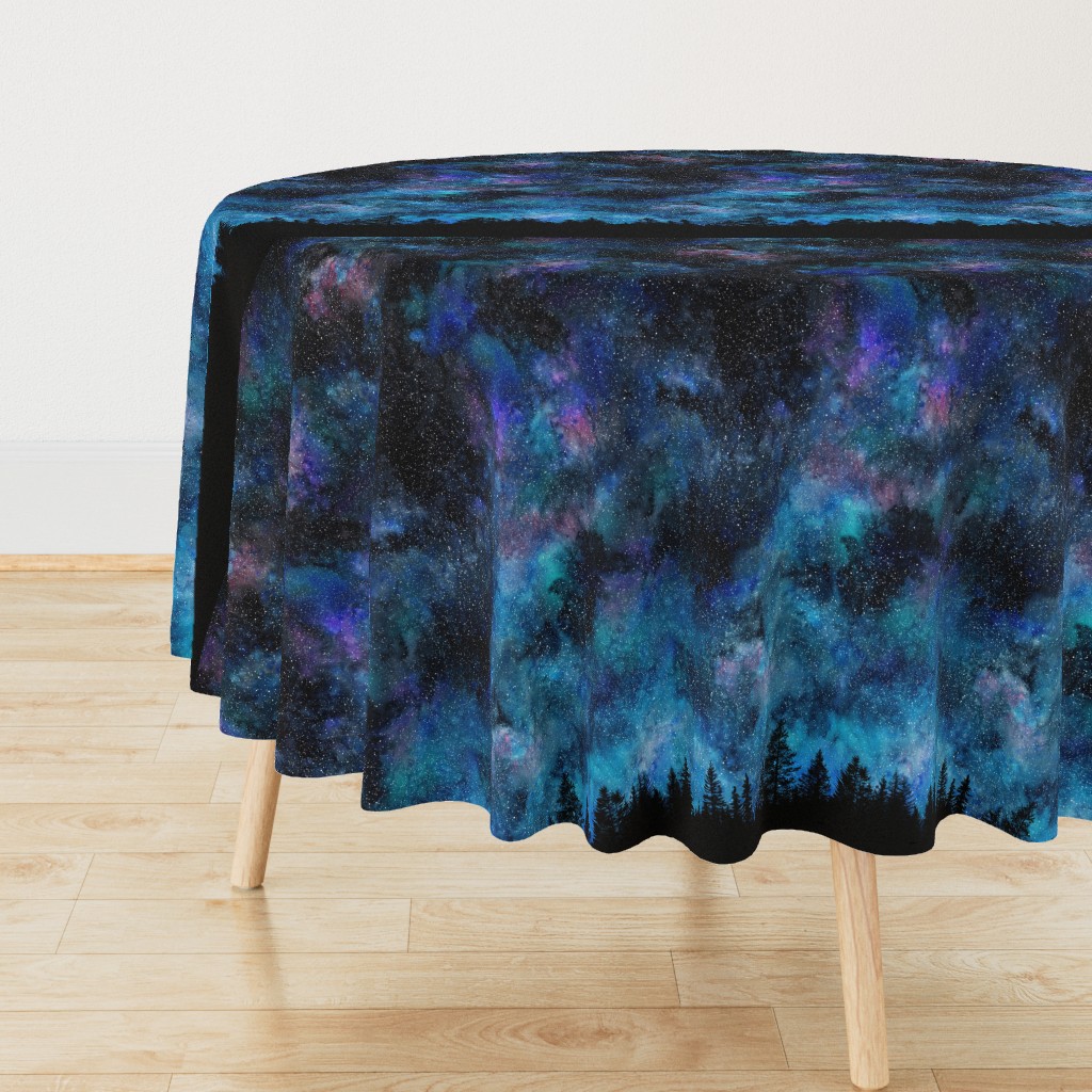  Starry night - 1 yard high - forest silhouette with sky and thousands of stars