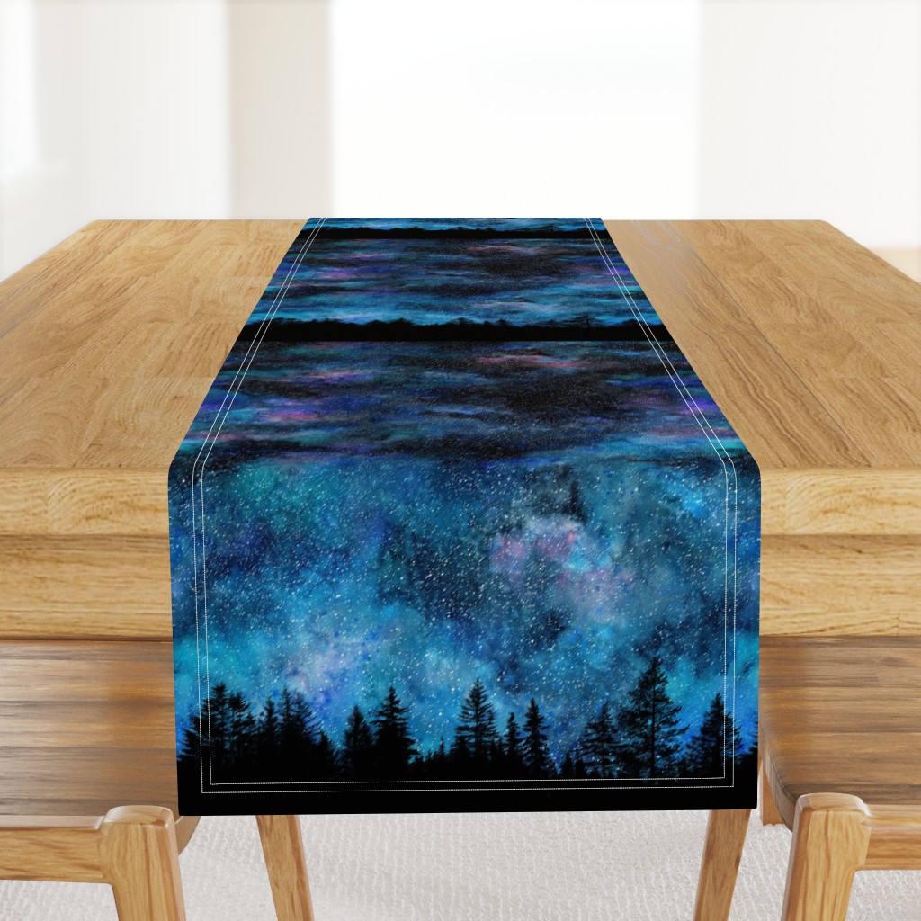  Starry night - 1 yard high - forest silhouette with sky and thousands of stars