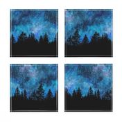  Starry night - 1 yard high - forest silhouette with sky and thousands of stars