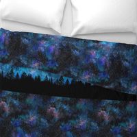  Starry night - 1 yard high - forest silhouette with sky and thousands of stars