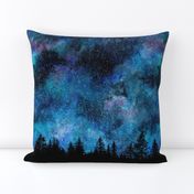  Starry night - 1 yard high - forest silhouette with sky and thousands of stars