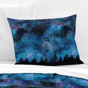  Starry night - 1 yard high - forest silhouette with sky and thousands of stars