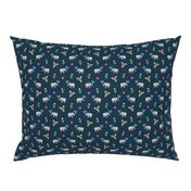 Little Elephants Flowers on dark navy-grey