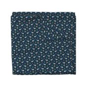 Little Elephants Flowers on dark navy-grey