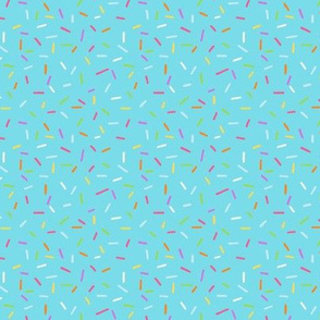 Rainbow Sprinkles on bright blue - tiny scale
