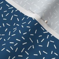 White Sprinkles on Navy - tiny scale