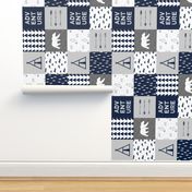 adventure wholecloth quilt top (navy and grey) C18BS (90)